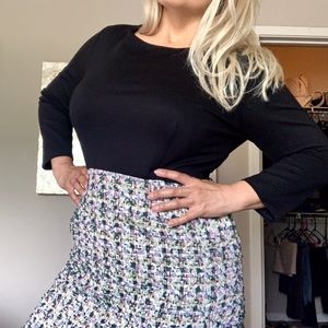 Dress-  black top/tweed skirt